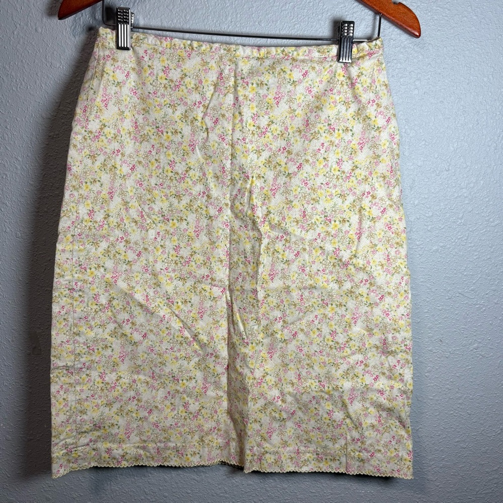 GAP Women’s 6 Stretch Floral Skirt Pastel Cotton Lace Trim Y2K Cottagecore